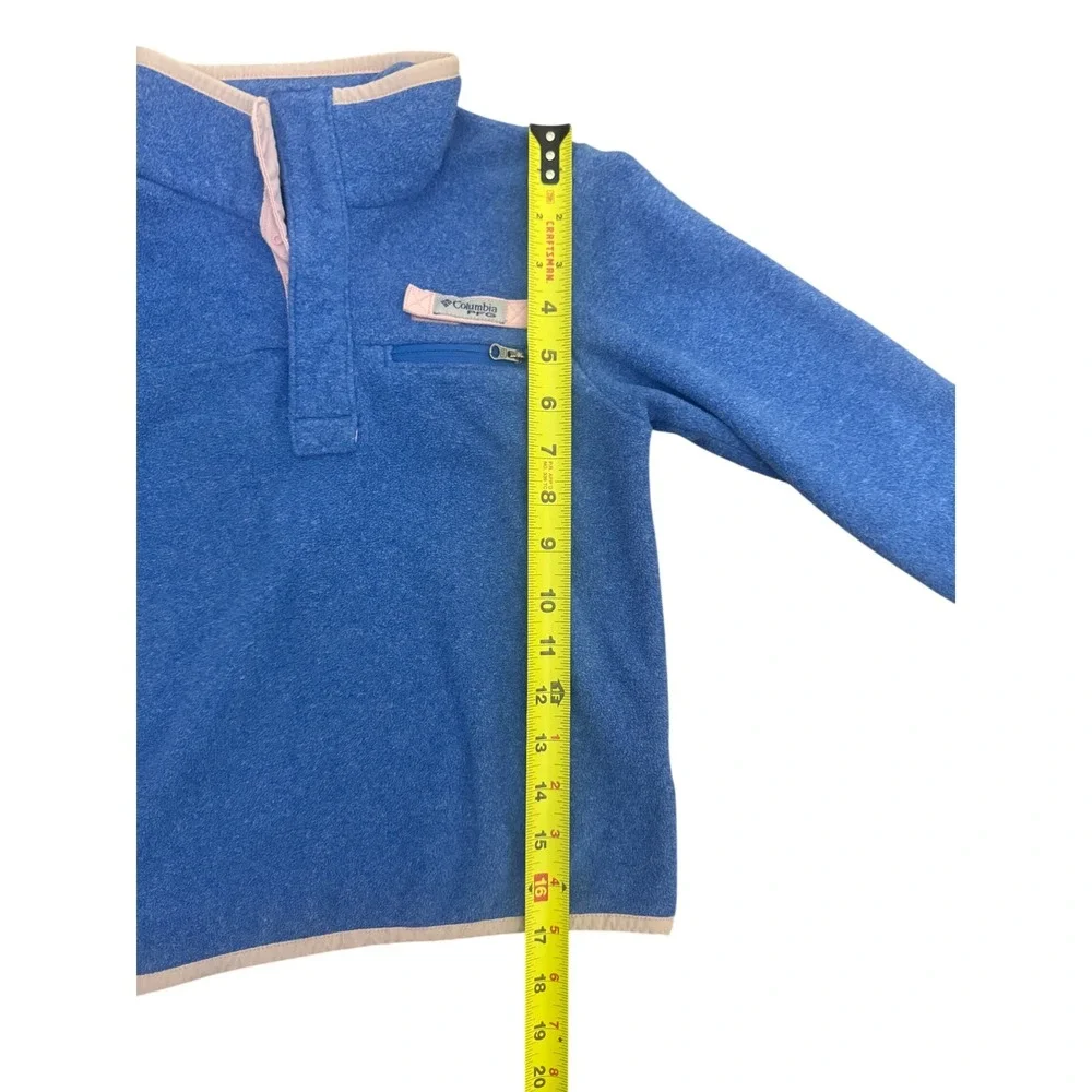 Columbia PFG Girls Blue‎ Fleece Snap Pullover Sweater XS 6/7 Mock Neck Pocket